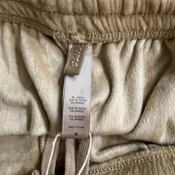 SKIMS Pants Kim Kardashian Velour Track High Rise Wide leg Lounge Gold Pockets M - Picture 7 of 12